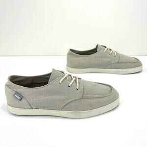 Reef Deckhand 2 TX Men Sneaker Size 7 Gray/Ocean Canvas Comfort Lace-Tie Low Top